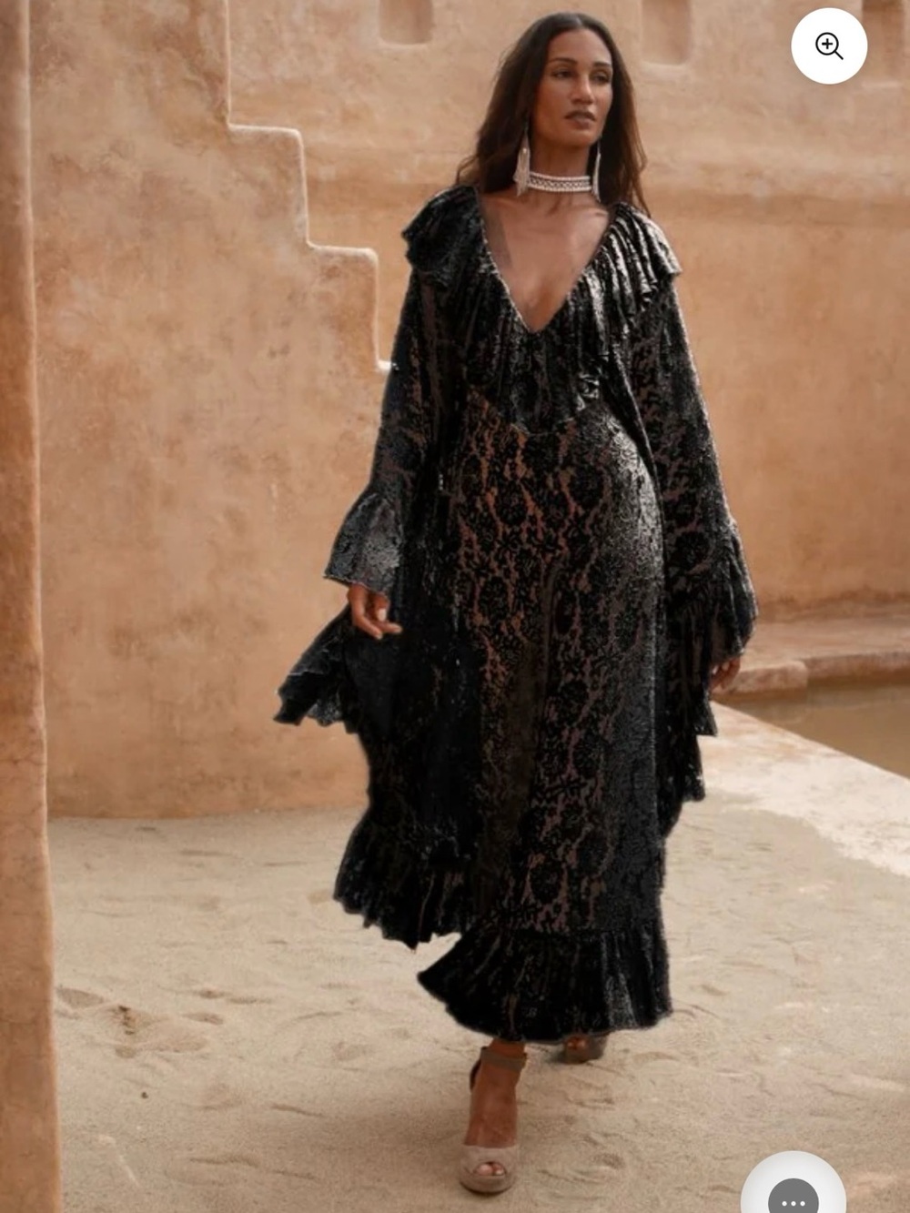 Black Lace Stevie Nicks Kaftan Dress